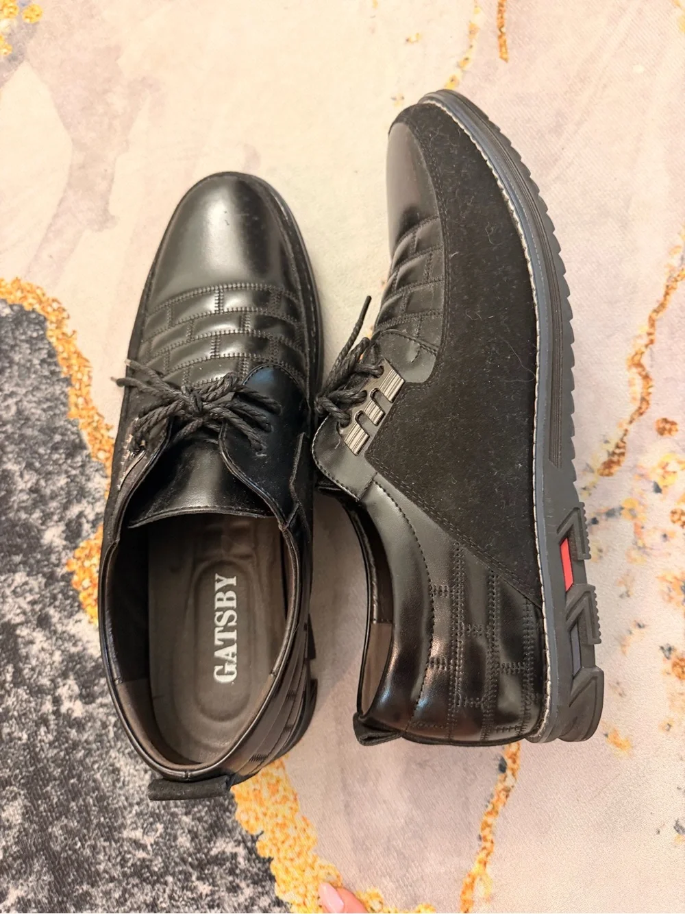 Gastby Men's Black Lace-Up Oxford Derby Shoes